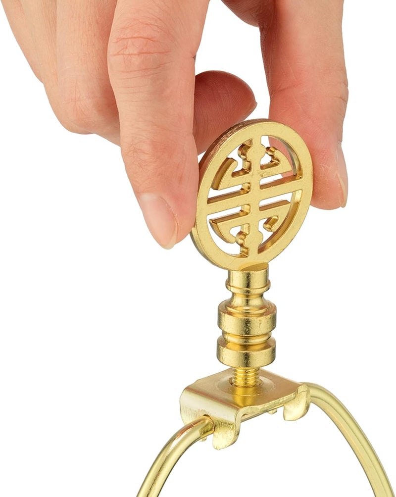 Qc Brass Lamp Finials - 2 Packs, Chinoiserie Design Solid Metal Finials for Table lamps and Floor Lamps, Lamp Toppers Screw On Cap, Decorative Lamp Shades Top Nut, Oriental Lamp Shade Knob - Image 5
